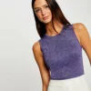 Débardeur Pull Fils Métallisés Violet Femme