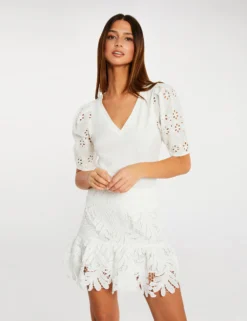 Jupe Courte à Dentelle Ecru Femme -Mode de Reve Magasin jupe courte a dentelle ecru femme vue5 32536300938260201