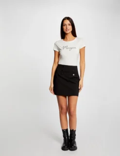 Jupe Droite à Pont Noir Femme