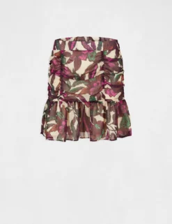 Jupe Droite à Volants Imprimé Végétal Multico Femme -Mode de Reve Magasin jupe droite a volants imprime vegetal multico femme vue3 32536300930670900