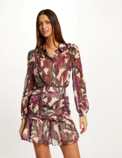 Jupe Droite à Volants Imprimé Végétal Multico Femme -Mode de Reve Magasin jupe droite a volants imprime vegetal multico femme vue5 32536300930670900