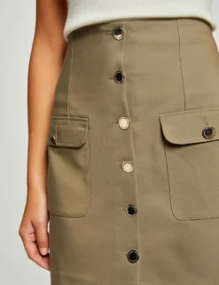 Jupe Droite Boutonnée Avec Poches Vert Moyen Femme -Mode de Reve Magasin jupe droite boutonnee avec poches vert moyen femme vue4 32536300958960608
