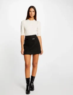 Jupe Droite Détails Vinyle Noir Femme