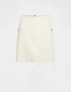 Jupe Droite Poches à Boutons Ecru Moyen Femme -Mode de Reve Magasin jupe droite poches a boutons ecru moyen femme vue3 32536300941740213