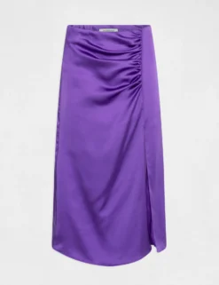 Jupe Droite Satin Fendue Violet Femme -Mode de Reve Magasin jupe droite satin fendue violet femme vue3 32536300947030310