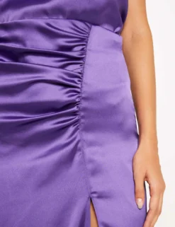 Jupe Droite Satin Fendue Violet Femme -Mode de Reve Magasin jupe droite satin fendue violet femme vue4 32536300947030310