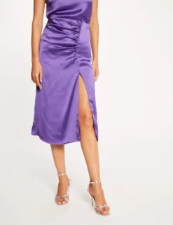 Jupe Droite Satin Fendue Violet Femme -Mode de Reve Magasin jupe droite satin fendue violet femme vue5 32536300947030310