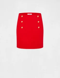 Jupe Droite Taille Haute à Ponts Rouge Femme -Mode de Reve Magasin jupe droite taille haute a ponts rouge femme vue3 32536300946860500