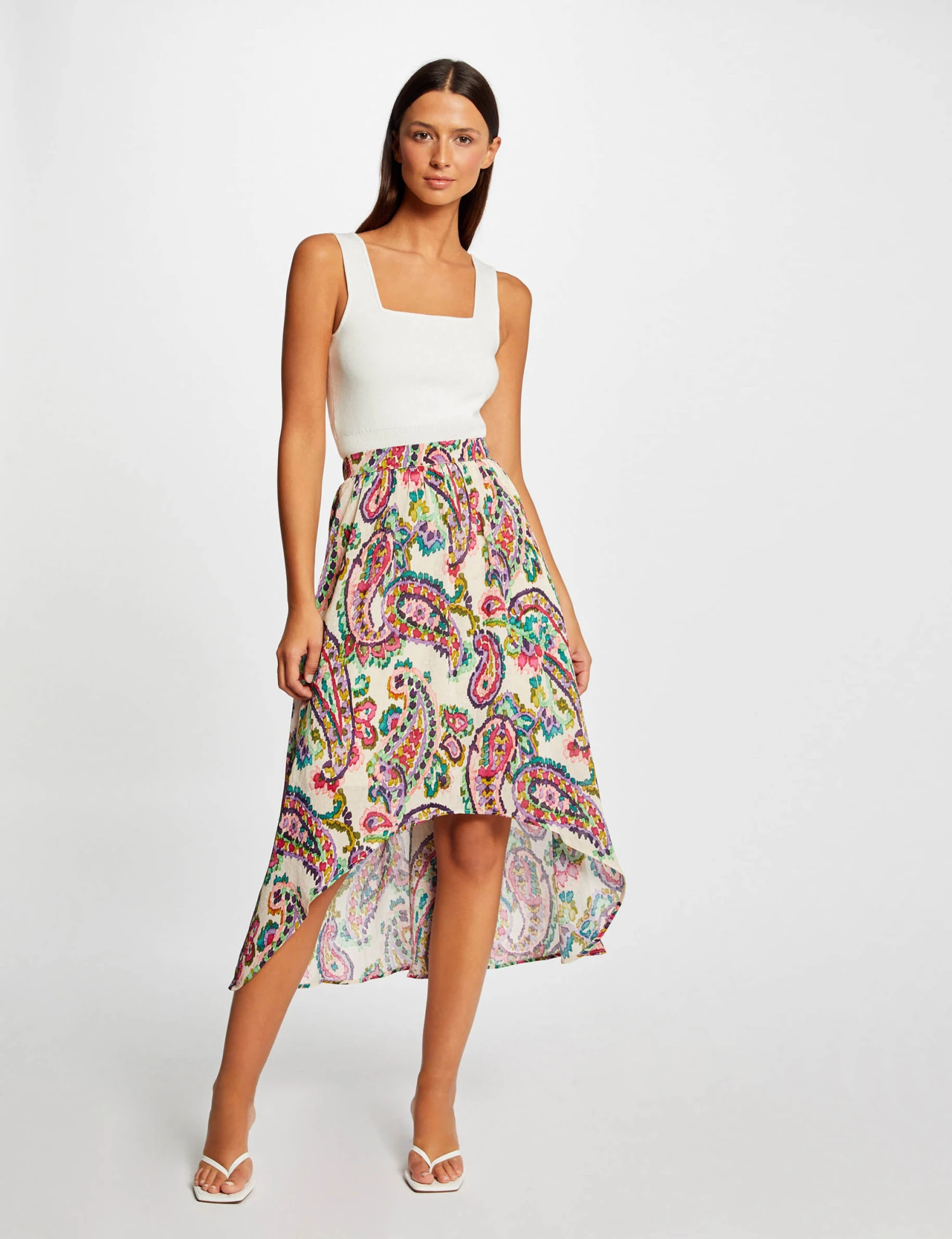 Jupe évasée Asymétrique Imprimée Multico Femme 1 Jupe évasée Asymétrique Imprimée Multico Femme