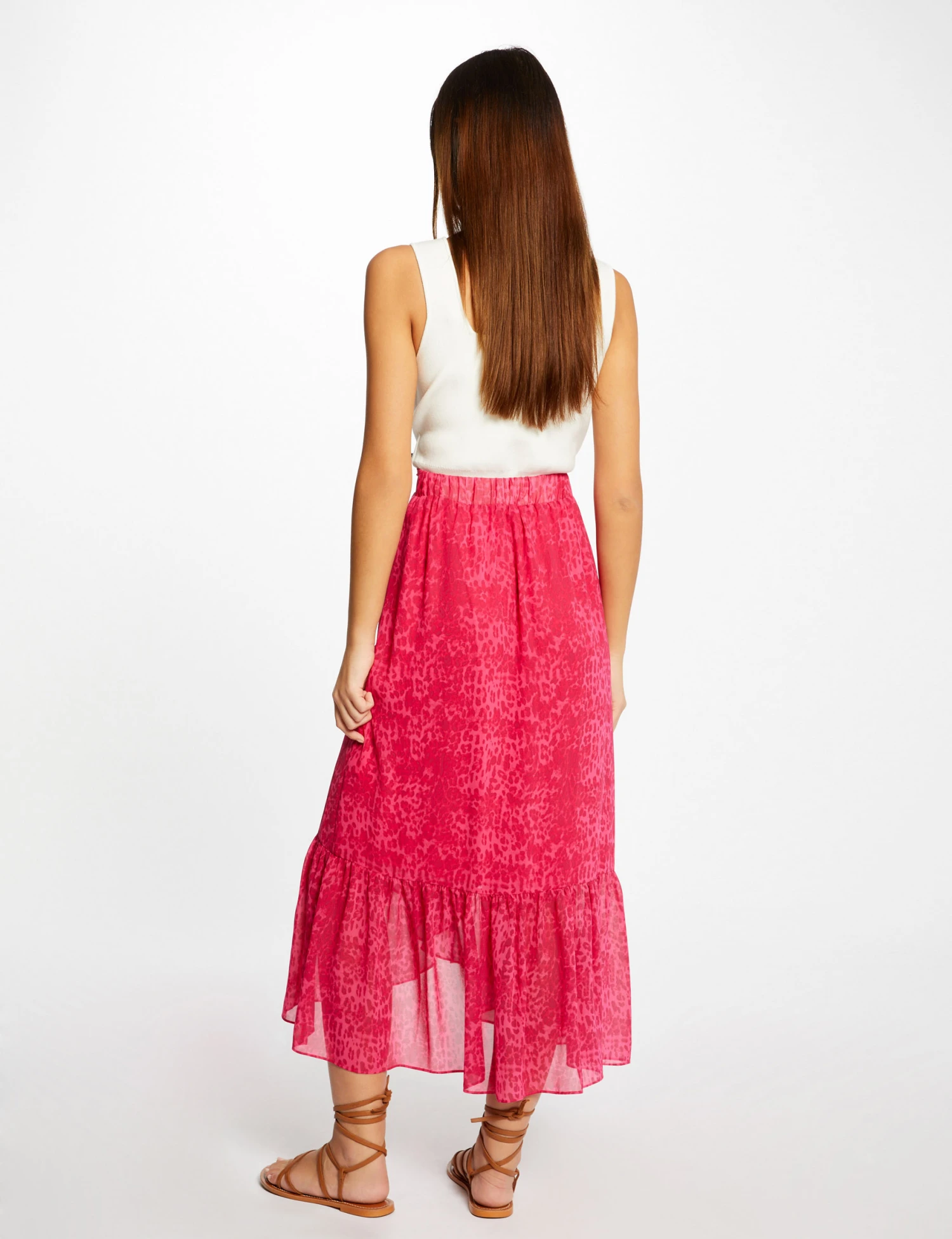 Jupe Longue Portefeuille Imprimé Léopard Rose Femme 2 Jupe Longue Portefeuille Imprimé Léopard Rose Femme – Image 2