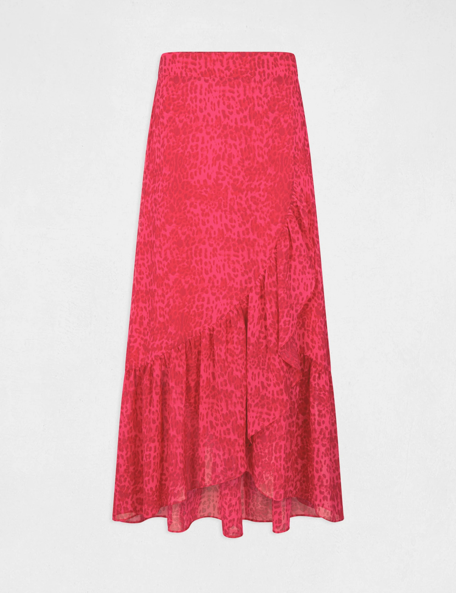 Jupe Longue Portefeuille Imprimé Léopard Rose Femme 4 Jupe Longue Portefeuille Imprimé Léopard Rose Femme – Image 4