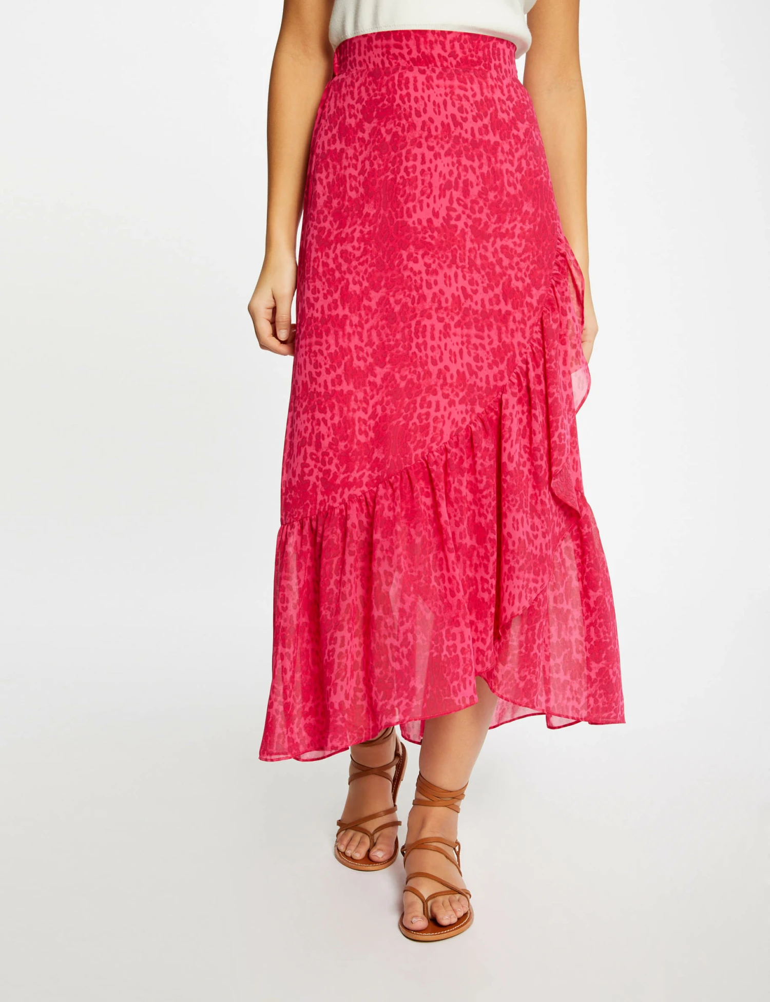 Jupe Longue Portefeuille Imprimé Léopard Rose Femme 3 Jupe Longue Portefeuille Imprimé Léopard Rose Femme – Image 3