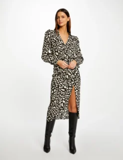 Jupe Midi Droite Imprimé Abstrait Multico Femme