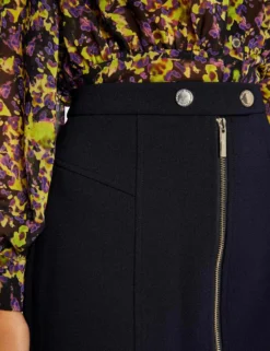 Jupe Trapèze Zippée Marine Femme -Mode de Reve Magasin jupe trapeze zippee marine femme vue4 32536300952450301