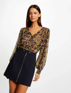 Jupe Trapèze Zippée Marine Femme -Mode de Reve Magasin jupe trapeze zippee marine femme vue5 32536300952450301