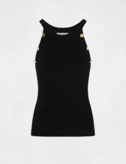 Pull Débardeur Avec Boutons Noir Femme -Mode de Reve Magasin pull debardeur avec boutons noir femme vue3 32536300943550100