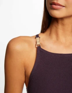 Pull Débardeur Bretelles Fines Prune Femme -Mode de Reve Magasin pull debardeur bretelles fines prune femme vue4 32536300930720505