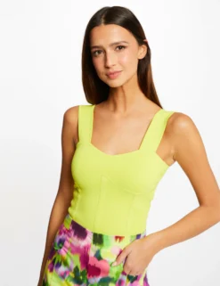 Pull Débardeur Bretelles Larges Anis Femme