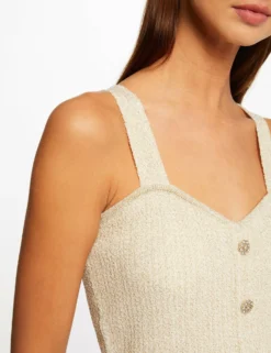 Pull Débardeur Fils Métallisés Ecru Femme -Mode de Reve Magasin pull debardeur fils metallises ecru femme vue4 32536300932410201