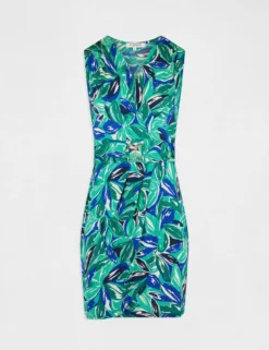 Robe Ajustée à Ornement Imprimé Végétal Vert Femme -Mode de Reve Magasin robe ajustee a ornement imprime vegetal vert femme vue3 32536300946690600