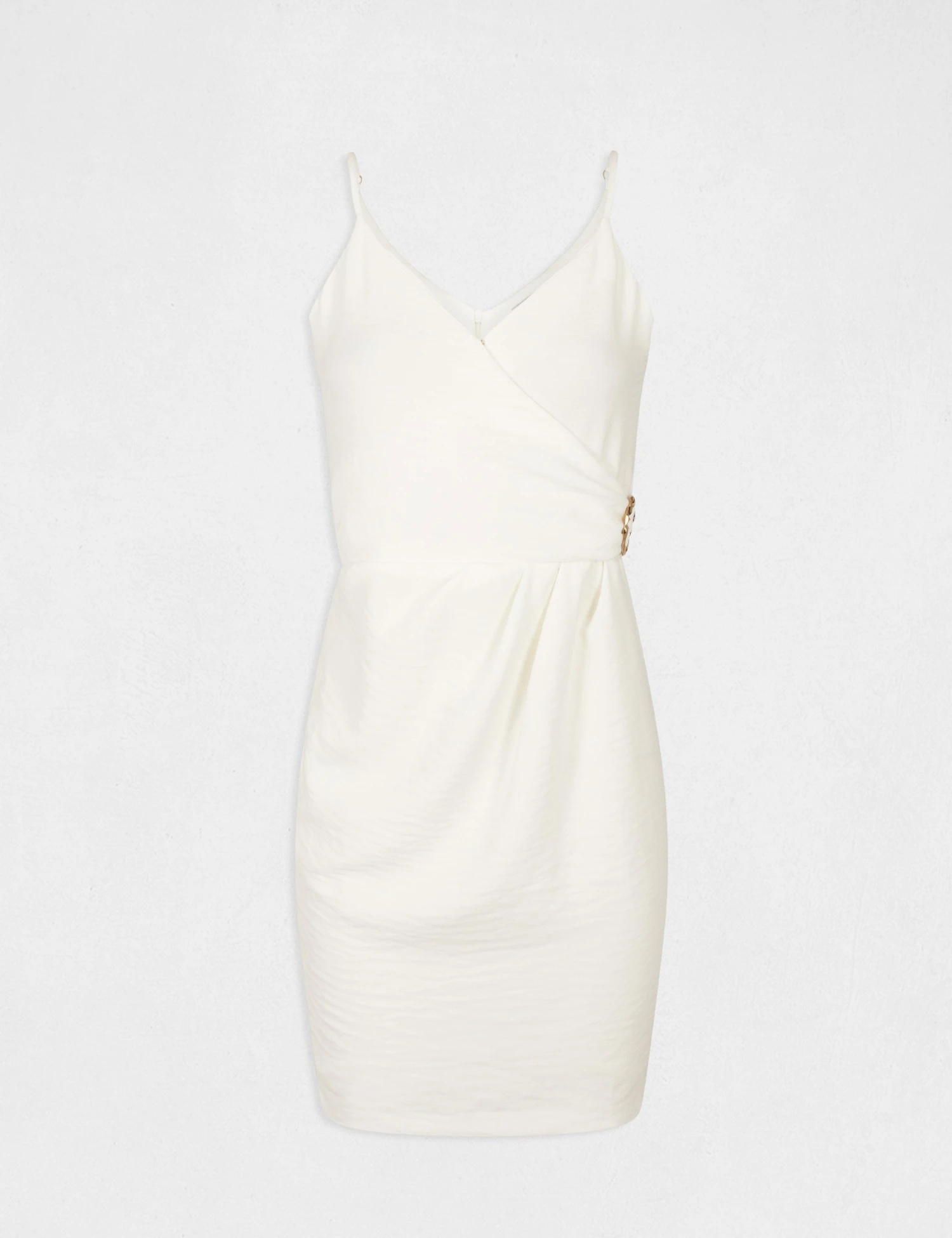 Robe Ajustée Avec Effet Drapé Ecru Femme 4 Robe Ajustée Avec Effet Drapé Ecru Femme – Image 4