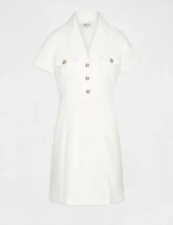 Robe Ajustée Avec Manches Courtes Ecru Femme -Mode de Reve Magasin robe ajustee avec manches courtes ecru femme vue3 32536300901870201