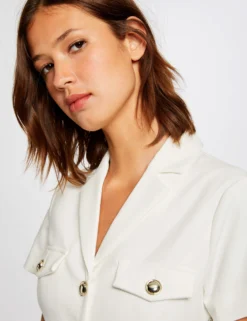 Robe Ajustée Avec Manches Courtes Ecru Femme -Mode de Reve Magasin robe ajustee avec manches courtes ecru femme vue6 32536300901870201