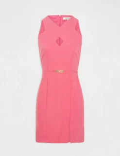 Robe Ajustée Avec Ouverture Et Fente Rose Femme -Mode de Reve Magasin robe ajustee avec ouverture et fente rose femme vue3 32536300938720503