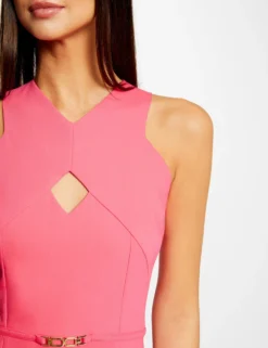 Robe Ajustée Avec Ouverture Et Fente Rose Femme -Mode de Reve Magasin robe ajustee avec ouverture et fente rose femme vue4 32536300938720503