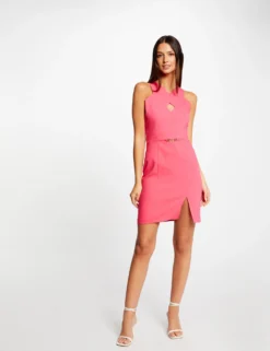 Robe Ajustée Avec Ouverture Et Fente Rose Femme -Mode de Reve Magasin robe ajustee avec ouverture et fente rose femme vue5 32536300938720503