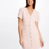Robe Ajustée Boutonnée Rose Femme