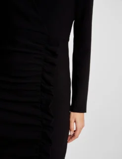 Robe Ajustée Drapée à Volants Noir Femme 11 Robe Ajustée Drapée à Volants Noir Femme -Mode de Reve Magasin robe ajustee drapee a volants noir femme vue4 32536300948760100