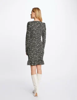 Robe Ajustée Drapée Imprimé Abstrait Noir Femme 6 Robe Ajustée Drapée Imprimé Abstrait Noir Femme -Mode de Reve Magasin robe ajustee drapee imprime abstrait noir femme vue2 32536300941160100