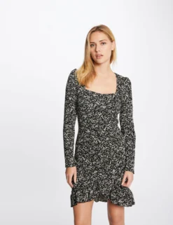 Robe Ajustée Drapée Imprimé Abstrait Noir Femme 7 Robe Ajustée Drapée Imprimé Abstrait Noir Femme -Mode de Reve Magasin robe ajustee drapee imprime abstrait noir femme vue5 32536300941160100