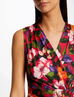 Robe Ajustée Drapée Imprimé Floral Multico Femme -Mode de Reve Magasin robe ajustee drapee imprime floral multico femme vue4 32536300945660900