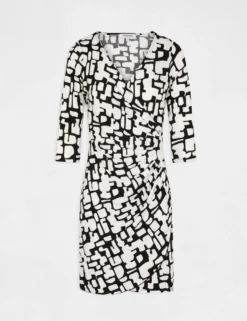 Robe Ajustée Drapée Imprimée Ecru Femme -Mode de Reve Magasin robe ajustee drapee imprimee ecru femme vue3 32536300923560201