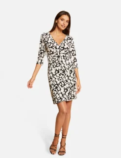 Robe Ajustée Drapée Imprimée Ecru Femme -Mode de Reve Magasin robe ajustee drapee imprimee ecru femme vue5 32536300923560201
