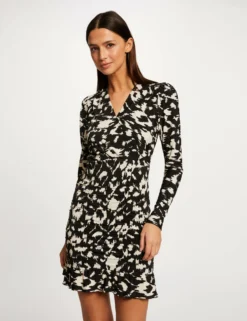 Robe Ajustée Froncée Imprimé Abstrait Multico Femme