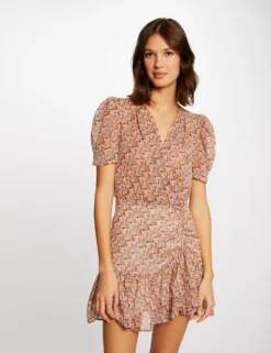 Robe Ajustée Imprimé Végétal Multico Femme