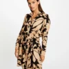 Robe Chemise Droite Imprimé Végétal Multico Femme