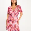 Robe Cintrée Col En V Imprimé Floral Multico Femme