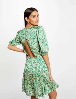 Robe Cintrée Dos Ouvert Satin Imprimée Multico Femme