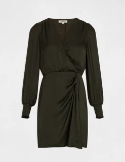 Robe Cintrée Drapée Satin Vert Fonce Femme -Mode de Reve Magasin robe cintree drapee satin vert fonce femme vue3 32536300949160601