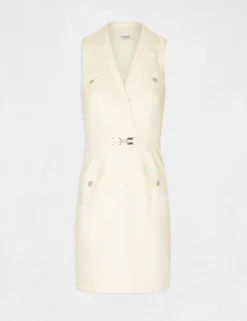 Robe Droite Avec Ornement Métallique Jaune Paille Femme -Mode de Reve Magasin robe droite avec ornement metallique jaune paille femme vue3 32536300896940402