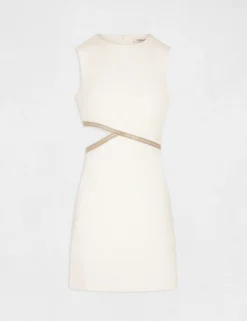 Robe Droite Avec Strass Et Ouverture Ecru Femme -Mode de Reve Magasin robe droite avec strass et ouverture ecru femme vue3 32536300939220201