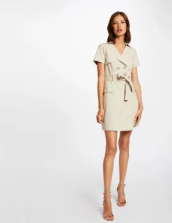 Robe Droite Boutonnée Ceinturée Beige Femme 9 Robe Droite Boutonnée Ceinturée Beige Femme -Mode de Reve Magasin robe droite boutonnee ceinturee beige femme vue5 32536300901780202