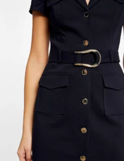 Robe Droite Boutonnée Ceinturée Marine Femme 7 Robe Droite Boutonnée Ceinturée Marine Femme -Mode de Reve Magasin robe droite boutonnee ceinturee marine femme vue6 32536300949290301