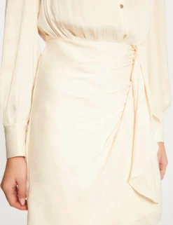 Robe Droite Drapée Satinée Ecru Moyen Femme -Mode de Reve Magasin robe droite drapee satinee ecru moyen femme vue4 32536300946440213