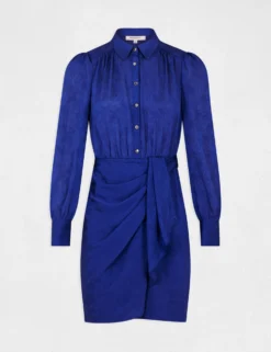 Robe Droite Drapée Satinée Imprimée Bleu Electrique Femme -Mode de Reve Magasin robe droite drapee satinee imprimee bleu electrique femme vue3 32536300942700314