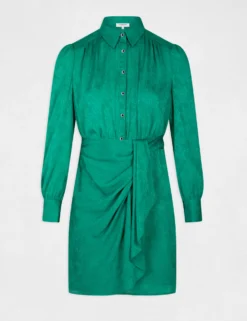 Robe Droite Drapée Satinée Imprimée Vert Femme 10 Robe Droite Drapée Satinée Imprimée Vert Femme -Mode de Reve Magasin robe droite drapee satinee imprimee vert femme vue3 32536300942700600